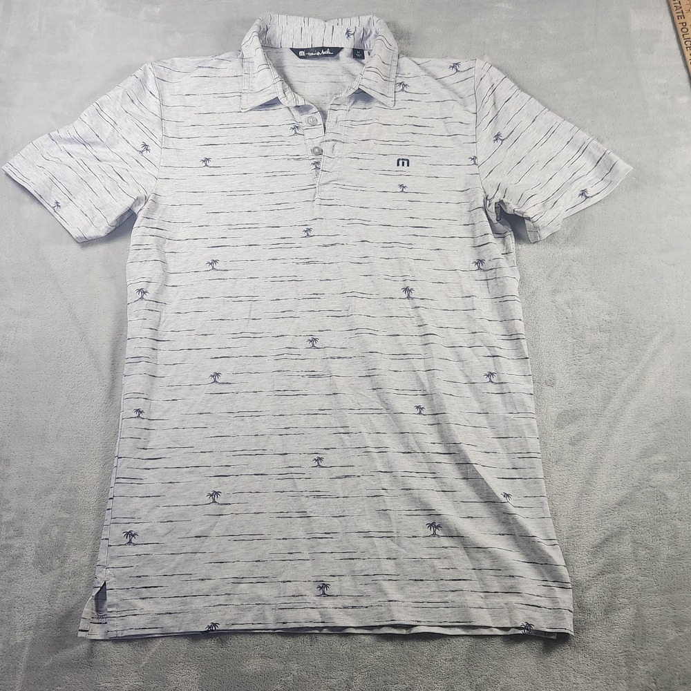 Travis Mathew Polo Short Sleeve Shirt‎ Golf PALM Trees Printed Draggin Anchor M